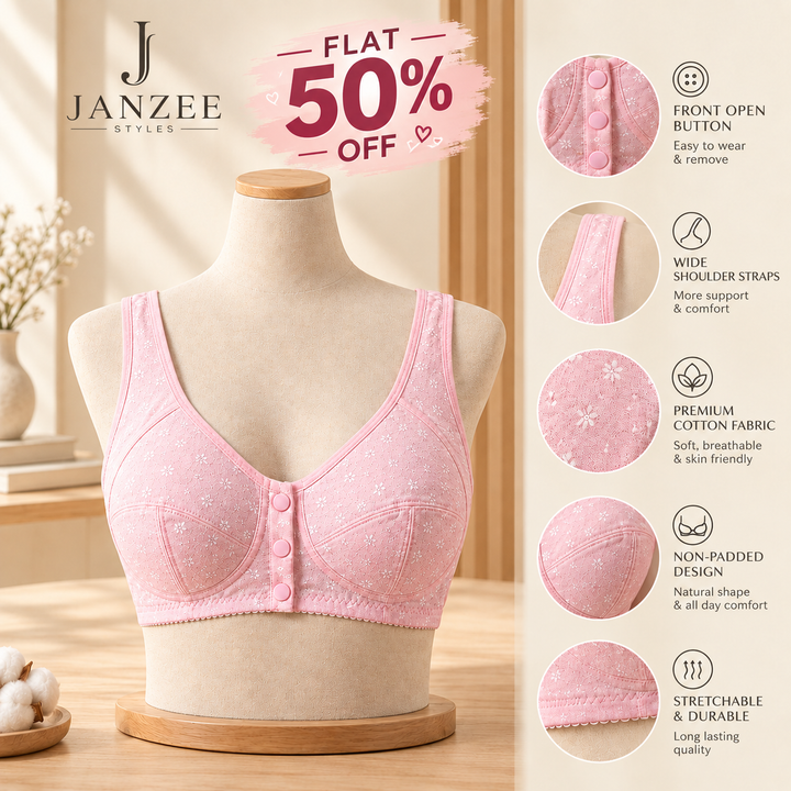 Premium Button Bra – Everyday Comfort & Secure Fit | Pack of 2
